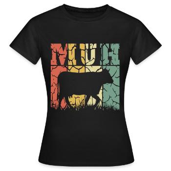 MUH Kuh Rind - Frauen T-Shirt - Schwarz - Vorne - AI Model Female 172 dark (172cm)