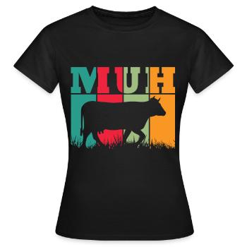 Muh Kuh - Frauen T-Shirt - Schwarz - Vorne - AI Model Female 172 dark (172cm)
