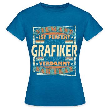 Grafik-Designer – Grafiker Mediengestalter - Frauen T-Shirt - Antikblaues Saphir meliert - Vorne - AI Model Female 172 dark (172cm)