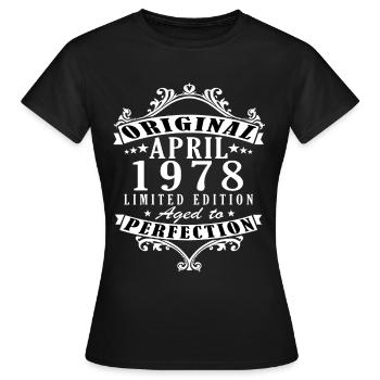 Avril 1978 Anniversaire Avril 1978 Avril - T-shirt Femme - noir - Devant - AI Model Female 172 dark (172cm)