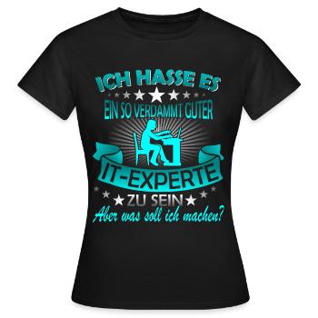 Informatiker It Experte Expert Computer Nerd - Frauen T-Shirt - Schwarz - Vorne - AI Model Female 172 dark (172cm)