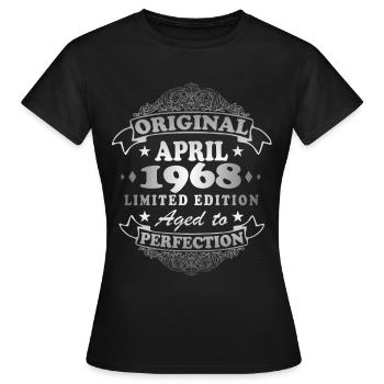 Avril 1968 Anniversaire Avril 1968 Avril - T-shirt Femme - noir - Devant - AI Model Female 172 dark (172cm)