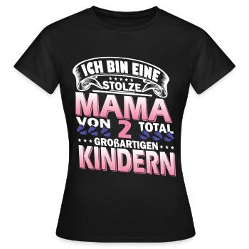 Mama 2 Kinder - Frauen T-Shirt - Schwarz - Vorne - AI Model Female 172 dark (172cm)