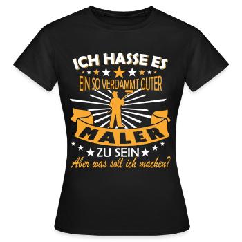 Maler und Lackierer Malerei Schreibtisch - Frauen T-Shirt - Schwarz - Vorne - AI Model Female 172 dark (172cm)