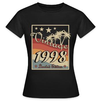 1998 - Baujahr 1998 - Jahrgang 1998 - Frauen T-Shirt - Schwarz - Vorne - AI Model Female 172 dark (172cm)