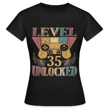 Level 35 komplettes Geburtstagsgeschenk von 1988 - Frauen T-Shirt - Schwarz - Vorne - AI Model Female 172 dark (172cm)
