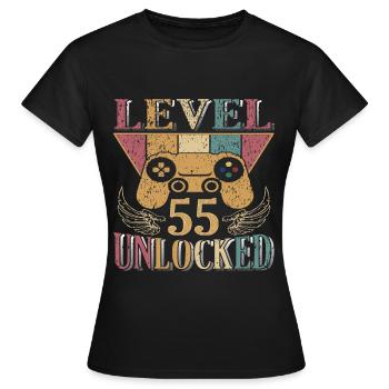 Level 55 Unlocked - Women's T-Shirt - black - Front - AI Model Female 172 dark (172cm)