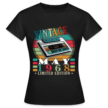 May 1968 May Birthday May 1968 - Women's T-Shirt - black - Front - AI Model Female 172 dark (172cm)