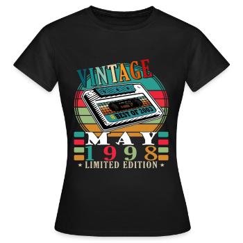Mai 1998 Mai-Jubiläum Mai 1998 - Frauen T-Shirt - Schwarz - Vorne - AI Model Female 172 dark (172cm)