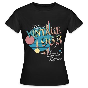 60th birthday 1963 60th birthday - Women's T-Shirt - black - Front - AI Model Female 172 dark (172cm)
