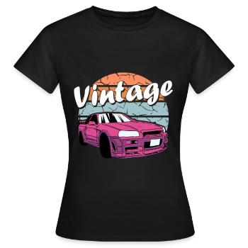 Vintage Car Retro - Women's T-Shirt - black - Front - AI Model Female 172 dark (172cm)