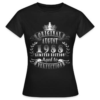 Août 1988 Anniversaire Août 1988 Août - T-shirt Femme - noir - Devant - AI Model Female 172 dark (172cm)