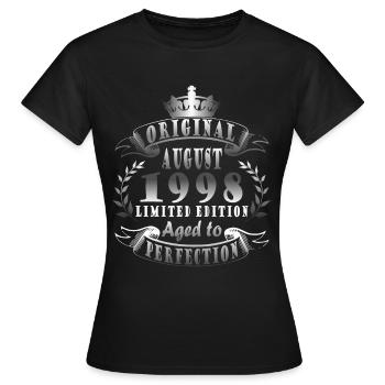 Août 1998 Anniversaire Août 1998 Août - T-shirt Femme - noir - Devant - AI Model Female 172 dark (172cm)