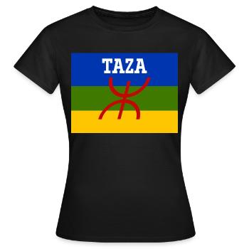 Drapeau Amazigh Ville de Taza - T-shirt Femme - noir - Devant - AI Model Female 172 dark (172cm)