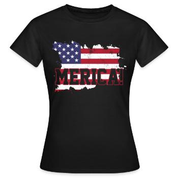 Amérique USA - T-shirt Femme - noir - Devant - AI Model Female 172 dark (172cm)
