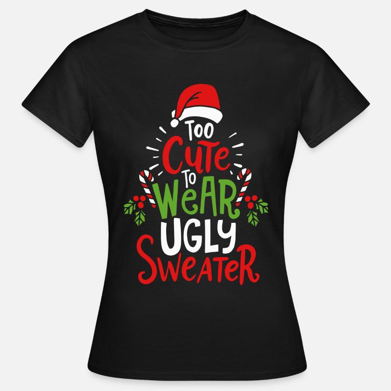 Hässlicher Weihnachtspullover - Frauen T-Shirt - Schwarz