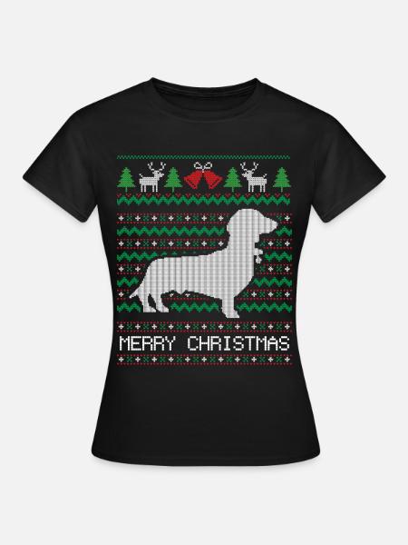 Weihnachts-Dackel - Frauen T-Shirt - Schwarz