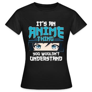 Anime - Women's T-Shirt - black - Front - AI Model Female 172 dark (172cm)