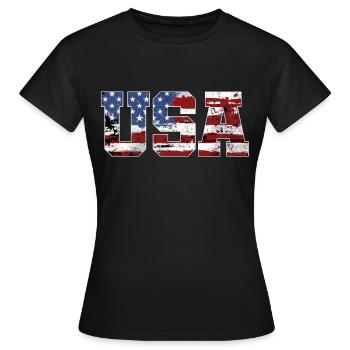 USA American flag - Women's T-Shirt - black - Front - AI Model Female 172 dark (172cm)
