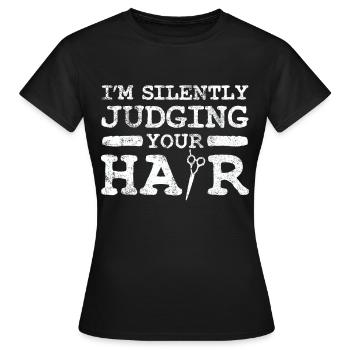 hairstyle - Women's T-Shirt - black - Front - AI Model Female 172 dark (172cm)