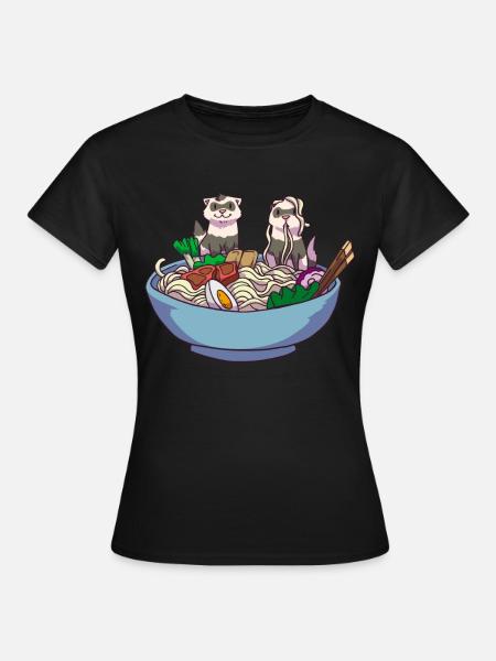 Frettchen Ramen Anime Kawaii - Frauen T-Shirt - Schwarz