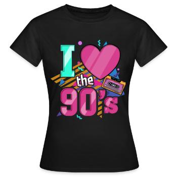 90er Jahre Neunziger Musik Party - Frauen T-Shirt - Schwarz - Vorne - AI Model Female 172 dark (172cm)