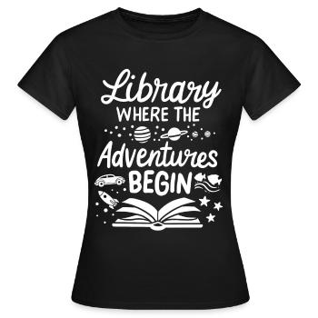 Bibliothèque bibliothèque lecture de livres - T-shirt Femme - noir - Devant - AI Model Female 172 dark (172cm)