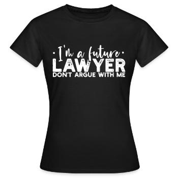 Droit droit étudiant - T-shirt Femme - noir - Devant - AI Model Female 172 dark (172cm)
