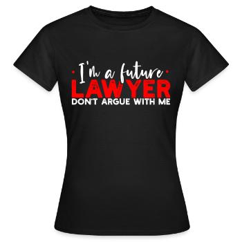 Droit droit étudiant - T-shirt Femme - noir - Devant - AI Model Female 172 dark (172cm)