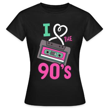 90er Retro I liebe die Neunziger - Frauen T-Shirt - Schwarz - Vorne - AI Model Female 172 dark (172cm)
