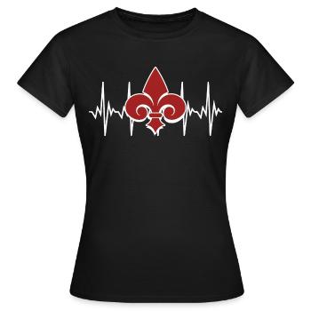 Fleur de Lis Lys Herzschlag - Frauen T-Shirt - Schwarz - Vorne - AI Model Female 172 dark (172cm)