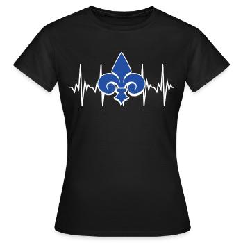 Fleur de Lis Lys Herzschlag - Frauen T-Shirt - Schwarz - Vorne - AI Model Female 172 dark (172cm)
