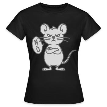 Lustige mürrische Maus Nö Noe Nee Nein - Frauen T-Shirt - Schwarz - Vorne - AI Model Female 172 dark (172cm)