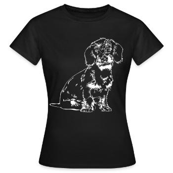 RAUHAARDACKEL Rauhaarteckel Jagdhund Wilsigns - Frauen T-Shirt - Schwarz - Vorne - AI Model Female 172 dark (172cm)