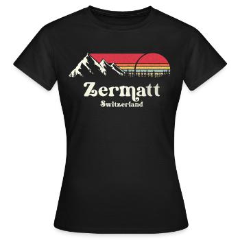Zermatt Suisse Randonnée Ski - T-shirt Femme - noir - Devant - AI Model Female 172 dark (172cm)