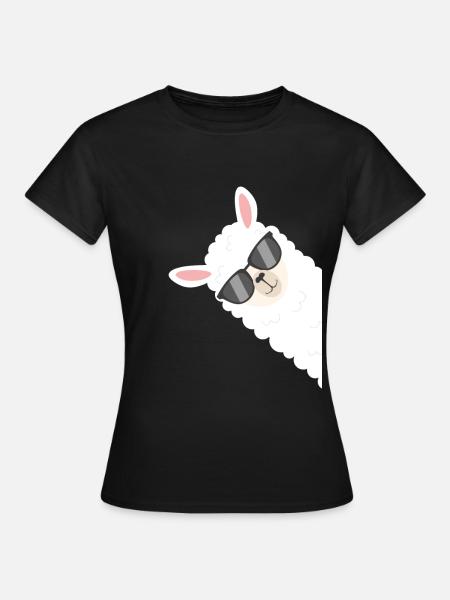 Alpaka Lama mit Sonnenbrille - Frauen T-Shirt - Schwarz