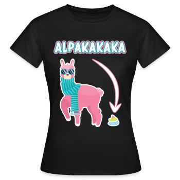 Alpakakaka Alpaka Lama Kaka - Frauen T-Shirt - Schwarz - Vorne - AI Model Female 172 dark (172cm)