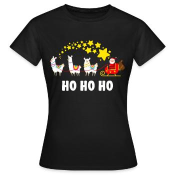 Père Noël traîneau Lama Alpaga Ho Ho Ho - T-shirt Femme - noir - Devant - AI Model Female 172 dark (172cm)