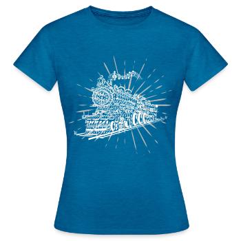 Train de musique - T-shirt Femme - bleu saphir antique chiné - Devant - AI Model Female 172 dark (172cm)