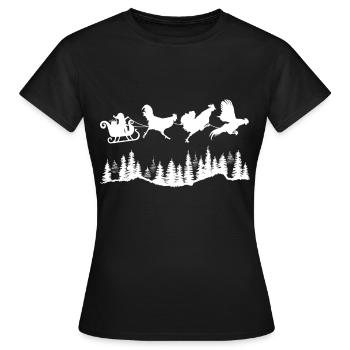 Noël poulet coq coqs traîneau Noël - T-shirt Femme - noir - Devant - AI Model Female 172 dark (172cm)