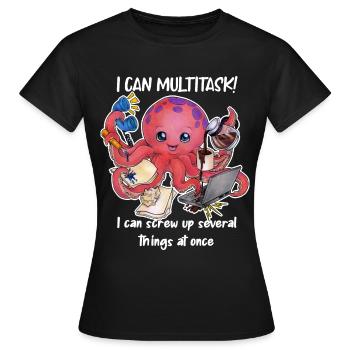 Multitasking Oktopus Lustiger Bürohumor Geschenk - Frauen T-Shirt - Schwarz - Vorne - AI Model Female 172 dark (172cm)