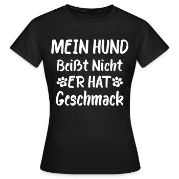 Mein Hund beisst nicht er hat Geschmack - Frauen T-Shirt - Schwarz - Vorne - AI Model Female 172 dark (172cm)