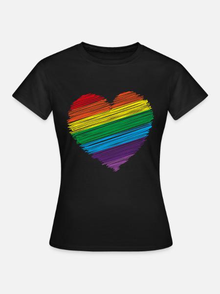 Regenbogen shirt & Herz Regenbogen Geschenk Shirt - Frauen T-Shirt - Schwarz