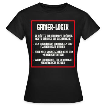 GAMER-LOGIK - Frauen T-Shirt - Schwarz - Vorne - AI Model Female 172 dark (172cm)