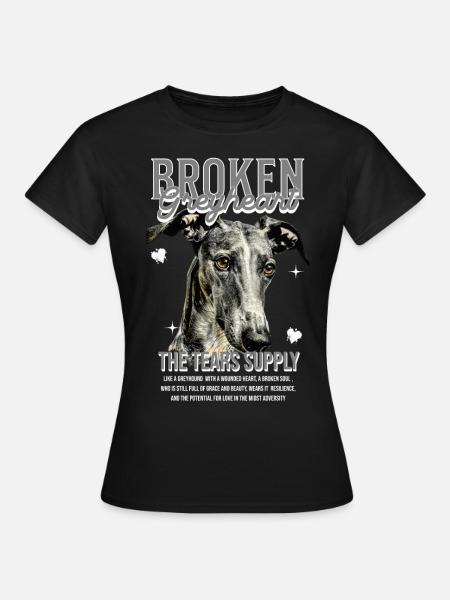 Windhund-Statement | Broken Greyheart - Frauen T-Shirt - Schwarz