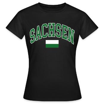 Drapeau de Saxe - T-shirt Femme - noir - Devant - AI Model Female 172 dark (172cm)