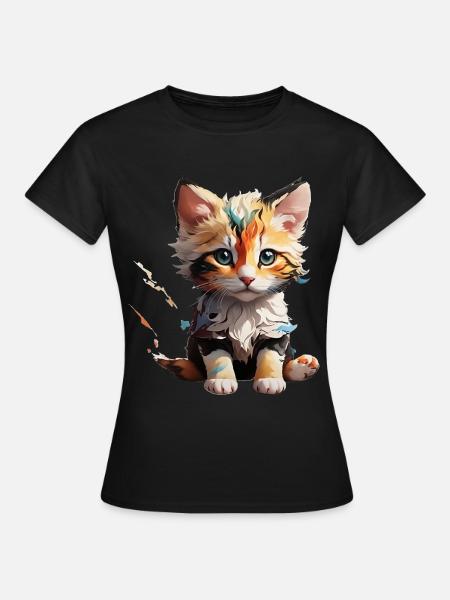 Katze klein - Frauen T-Shirt - Schwarz