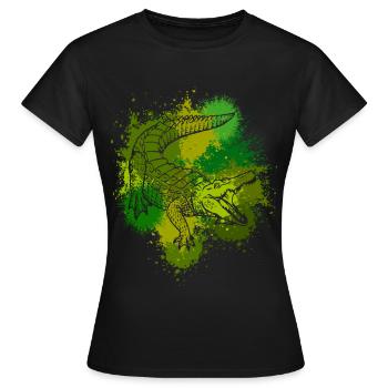 Krokodil Aligator Raubtier Reptilien Geschenk - Frauen T-Shirt - Schwarz - Vorne - AI Model Female 172 dark (172cm)