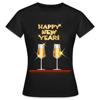Nouvel An Cadeau du Nouvel An Minuit - T-shirt Femme - noir - Devant - AI Model Female 172 dark (172cm)