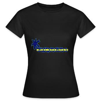 Curaçao Curacao Blaue Palme und Landesfarben - Frauen T-Shirt - Schwarz - Vorne - AI Model Female 172 dark (172cm)